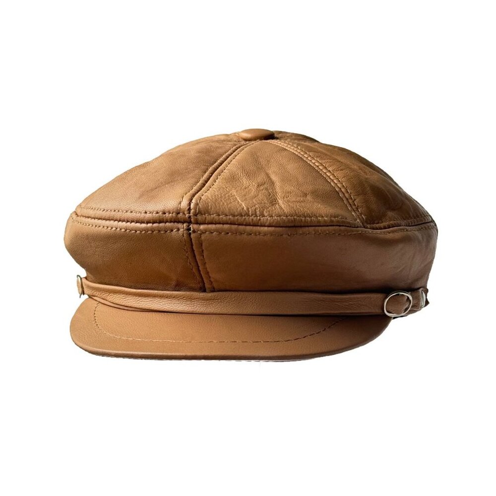 Leather Flat Cap | Real Sheepskin Leather Ivy Hat - Picture 5 of 6